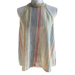 W5 Striped Sleeveless Button Top Large